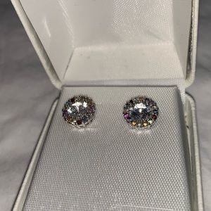 NEW Multi-Gem 1 CT Diamond Stud Earrings